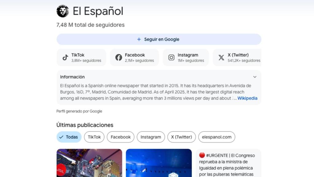 Perfil de Google de EL ESPAÑOL