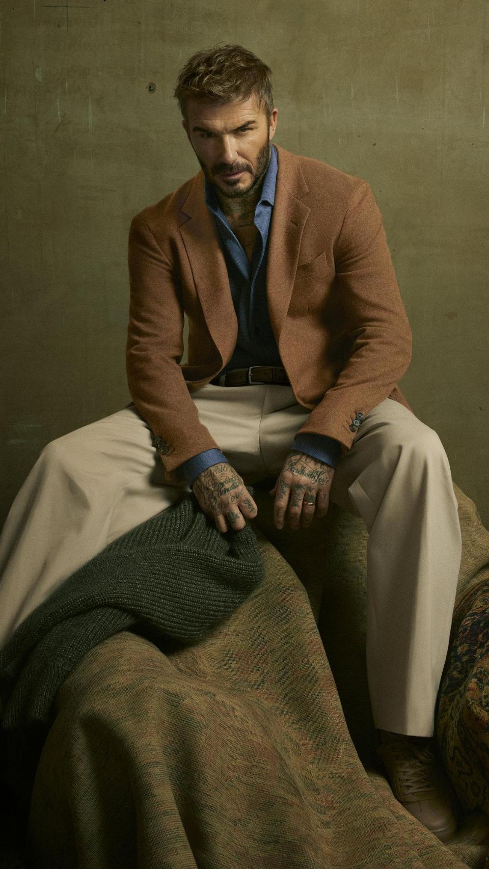 Beckham con prendas de la nueva colección.