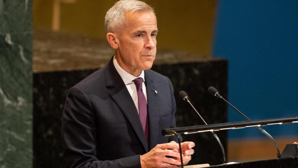 El primer ministro canadiense, Mark Carney, interviene durante la Conferencia Internacional de Alto Nivel para la Solución Pacífica de la Cuestión de Palestina y la Implementación de la Solución de Dos Estados, celebrada en la sede de las Naciones Unidas (ONU) en Nueva York, EE. UU., el 22 de septiembre de 2025.