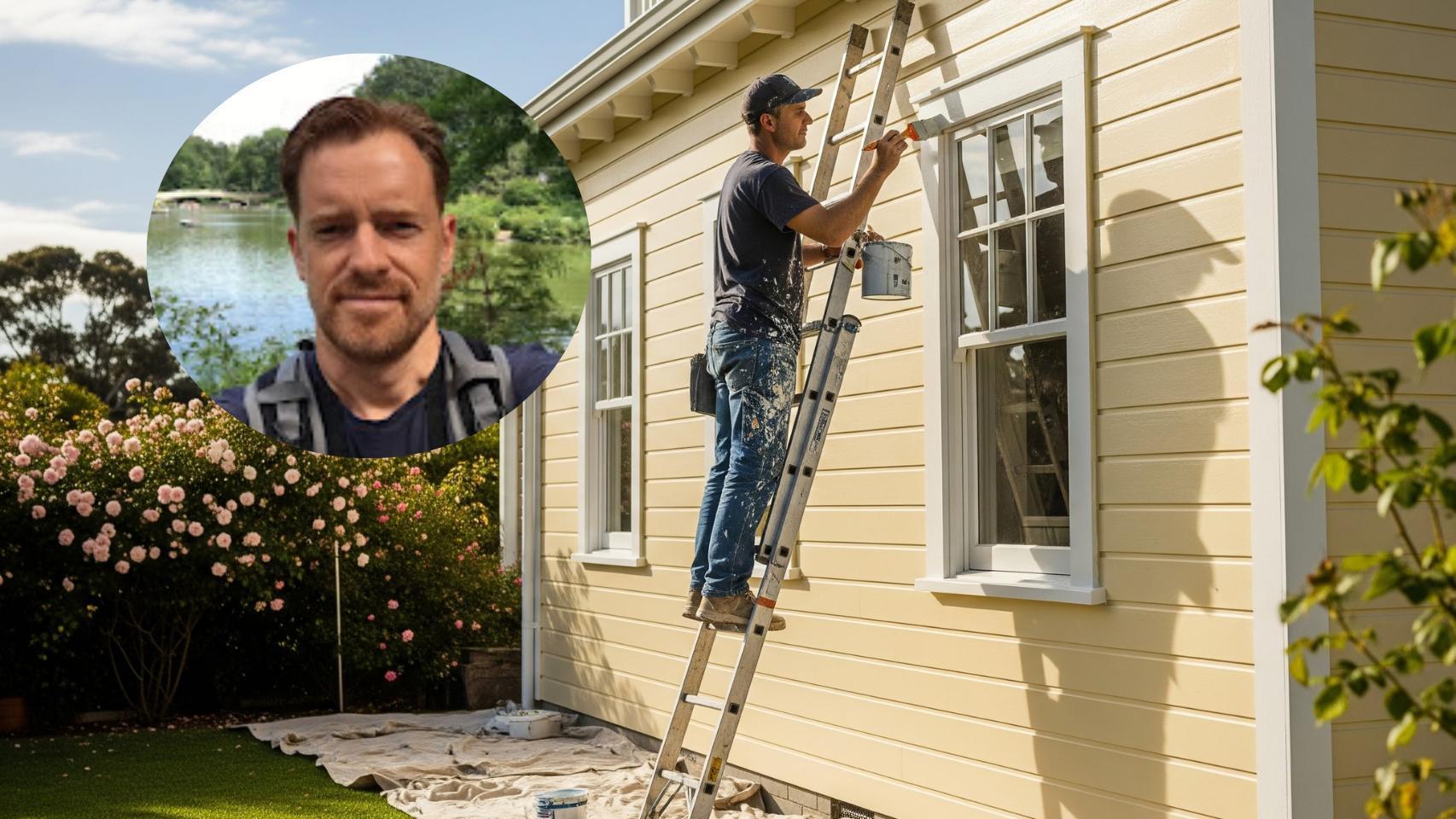 Montaje de Pablo González con un pintor en una imagen creada con IA