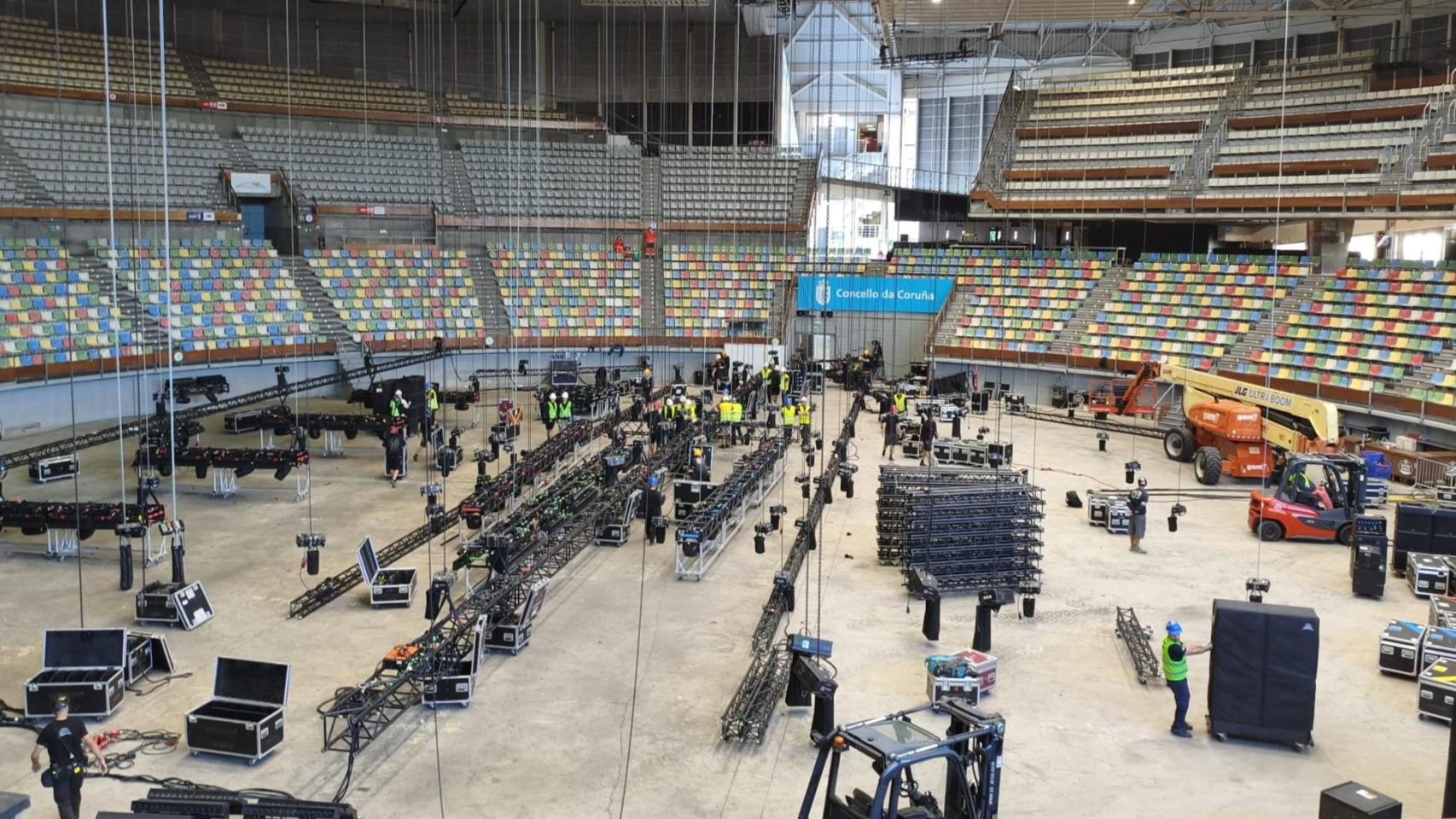 Así se transforma el Coliseum de A Coruña para acoger el concierto de 360 grados de Quevedo