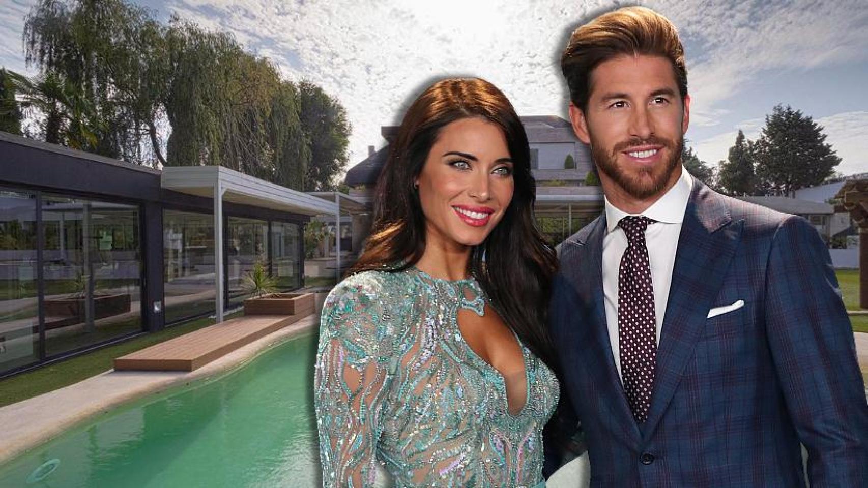 Pilar Rubio y Sergio Ramos junto a la casa de La Moraleja que acaban de vender.