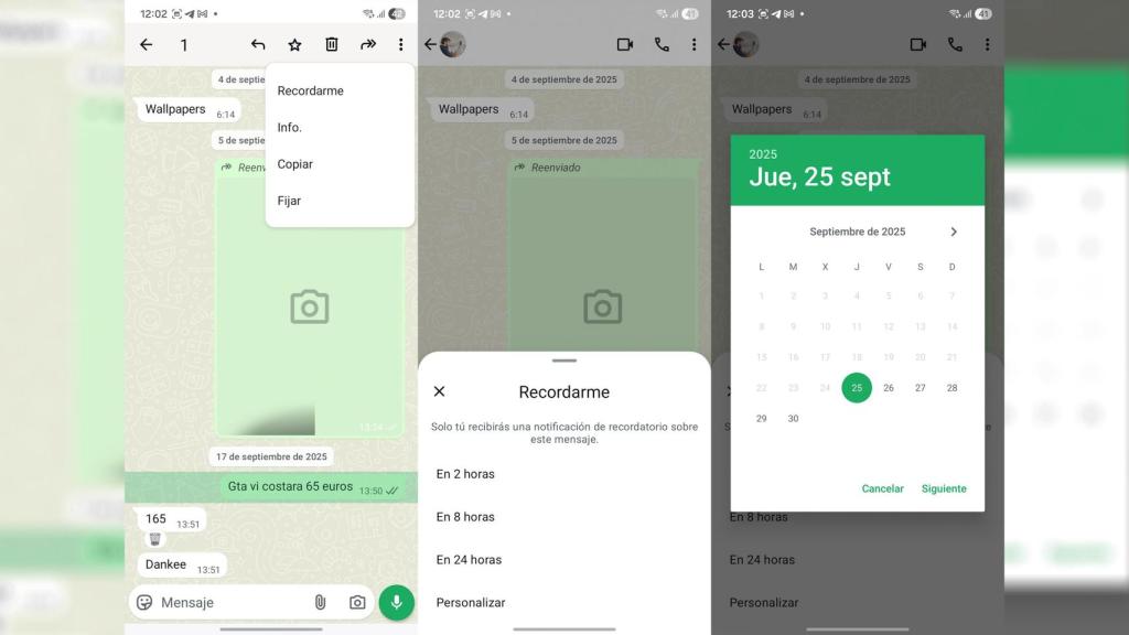 Así se configura Recordarme de WhatsApp