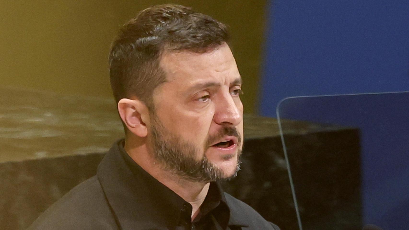 El presidente de Ucrania, Volodímir Zelenski, en su intervención esta semana ante la Asamblea General de la ONU.