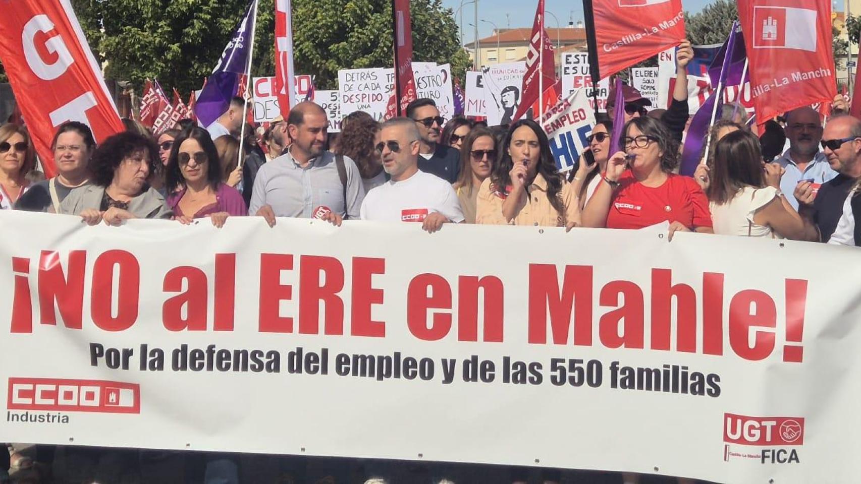 Manifestación contra el ERE de Mahle en Motilla del Palancar (Cuenca).