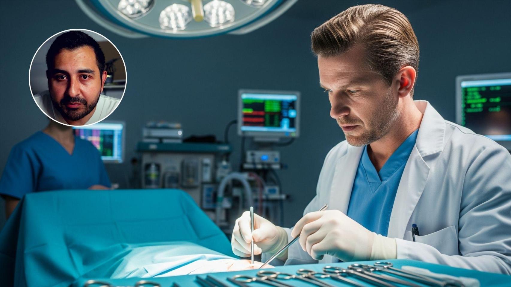 Imagen generada por IA de un médico especializado y David Jiménez.