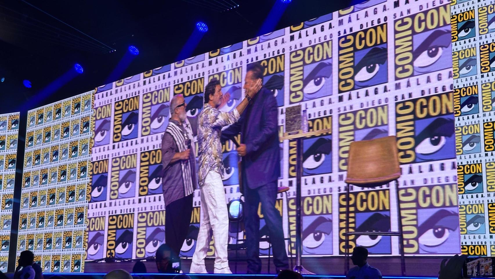 Arnold Schwarzenegger, Antonio Banderas y Álex de la Iglesia