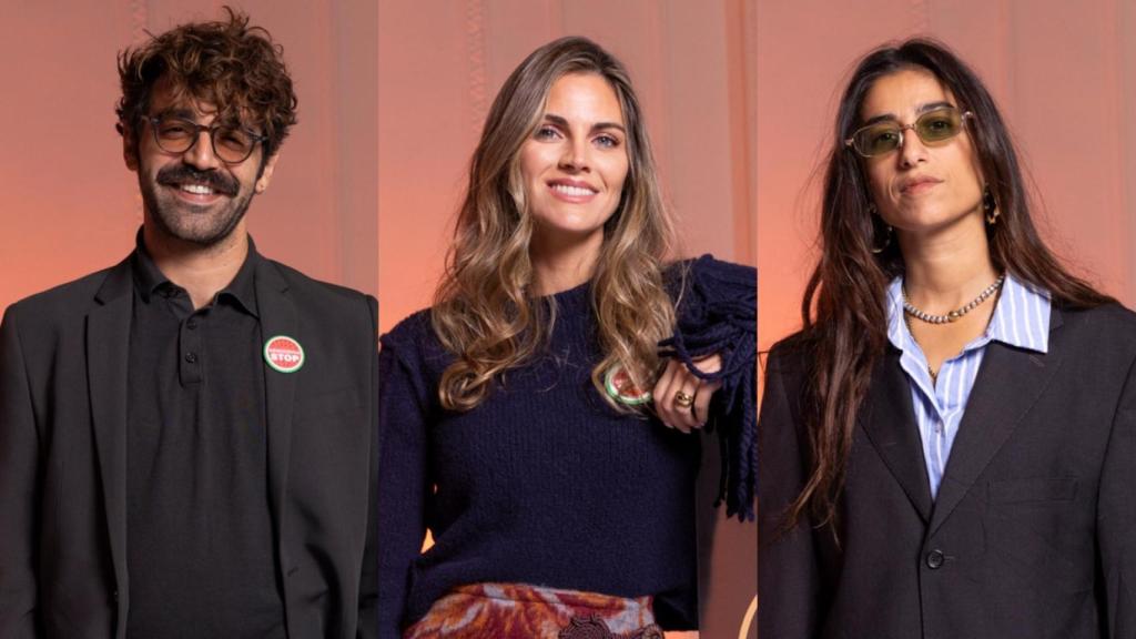 David Verdaguer, Amaia Salamanca y Carolina Yuste en la presentación de Atresmedia Cine en el 73 Festival de San Sebastián.