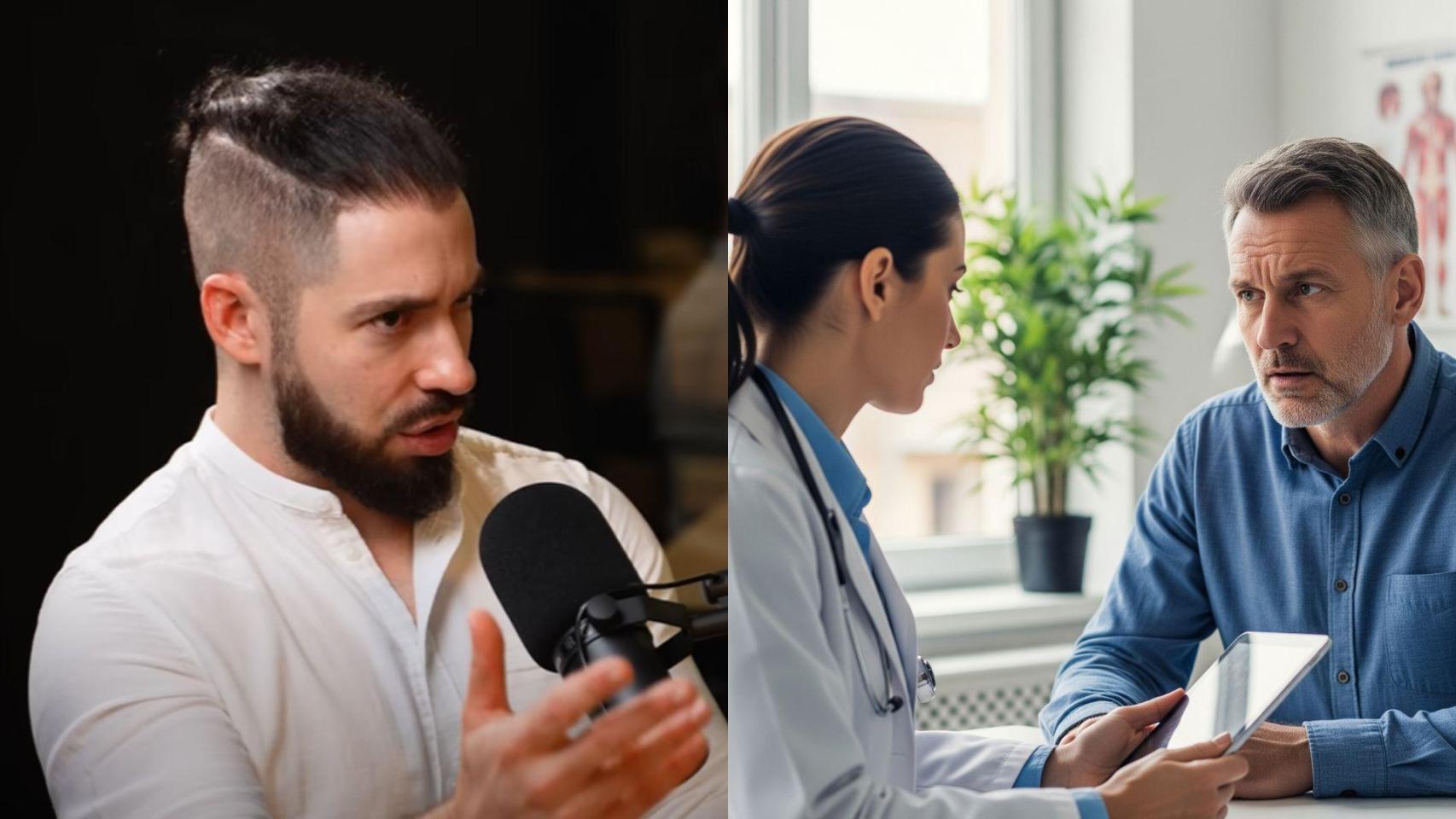 Alberto Melón y una imagen generada por IA de una consulta médica.