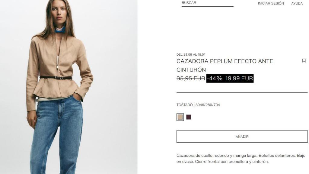 Chaqueta ante. Ref. 3046/280/704