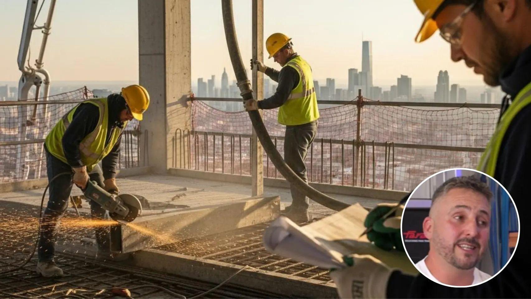 Cristian y un grupo del albañiles generados por IA.