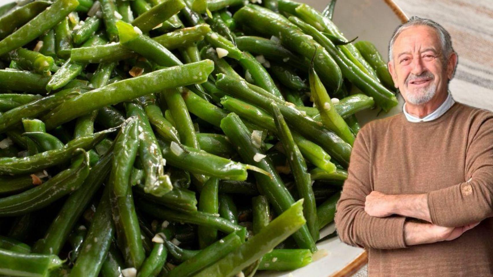 Un plato de judías verdes junto al chef Karlos Arguiñano.