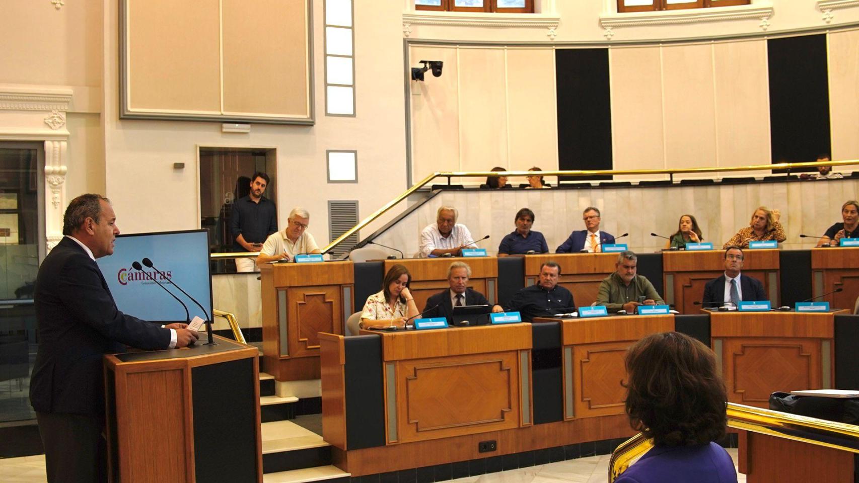 Carlos Baño, presentando el informe en la Diputación de Alicante.