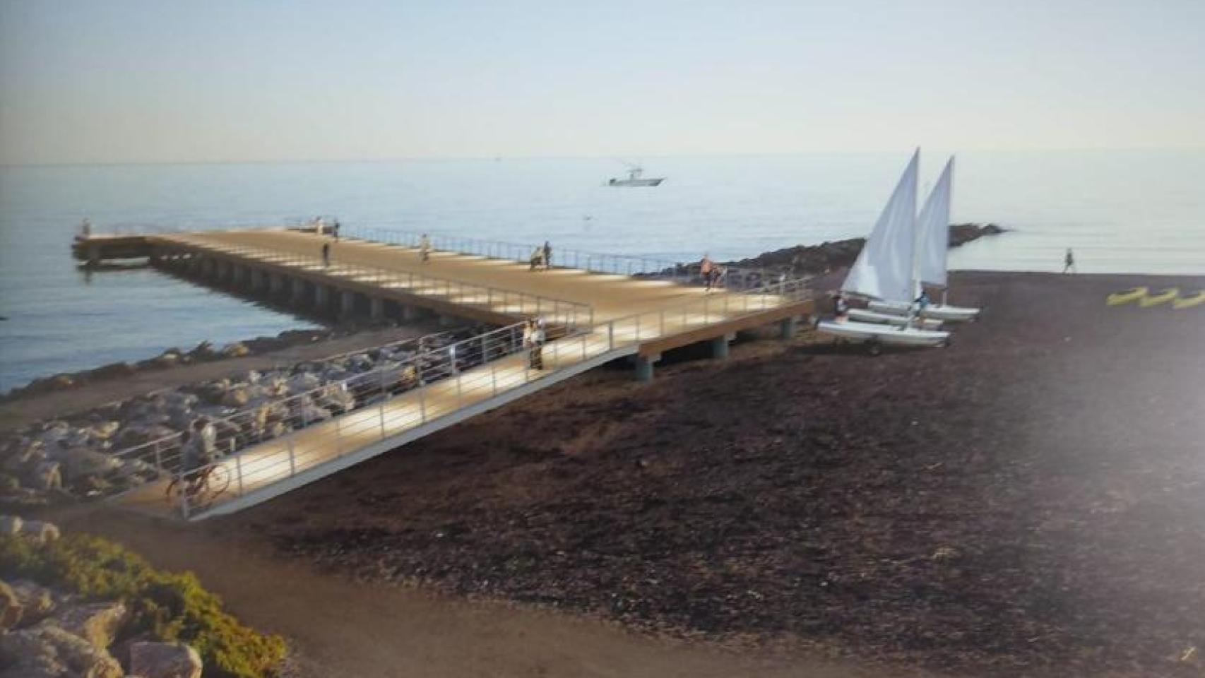 Diseño del embarcadero que se proyecta en La Cala del Moral.