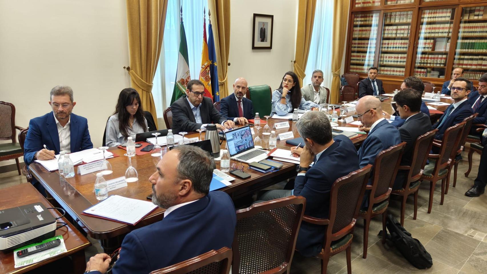 Imagen de la reunión técnica sobre movilidad y el tren de la Costa del Sol celebrada este martes en la Subdelegación del Gobierno en Málaga.