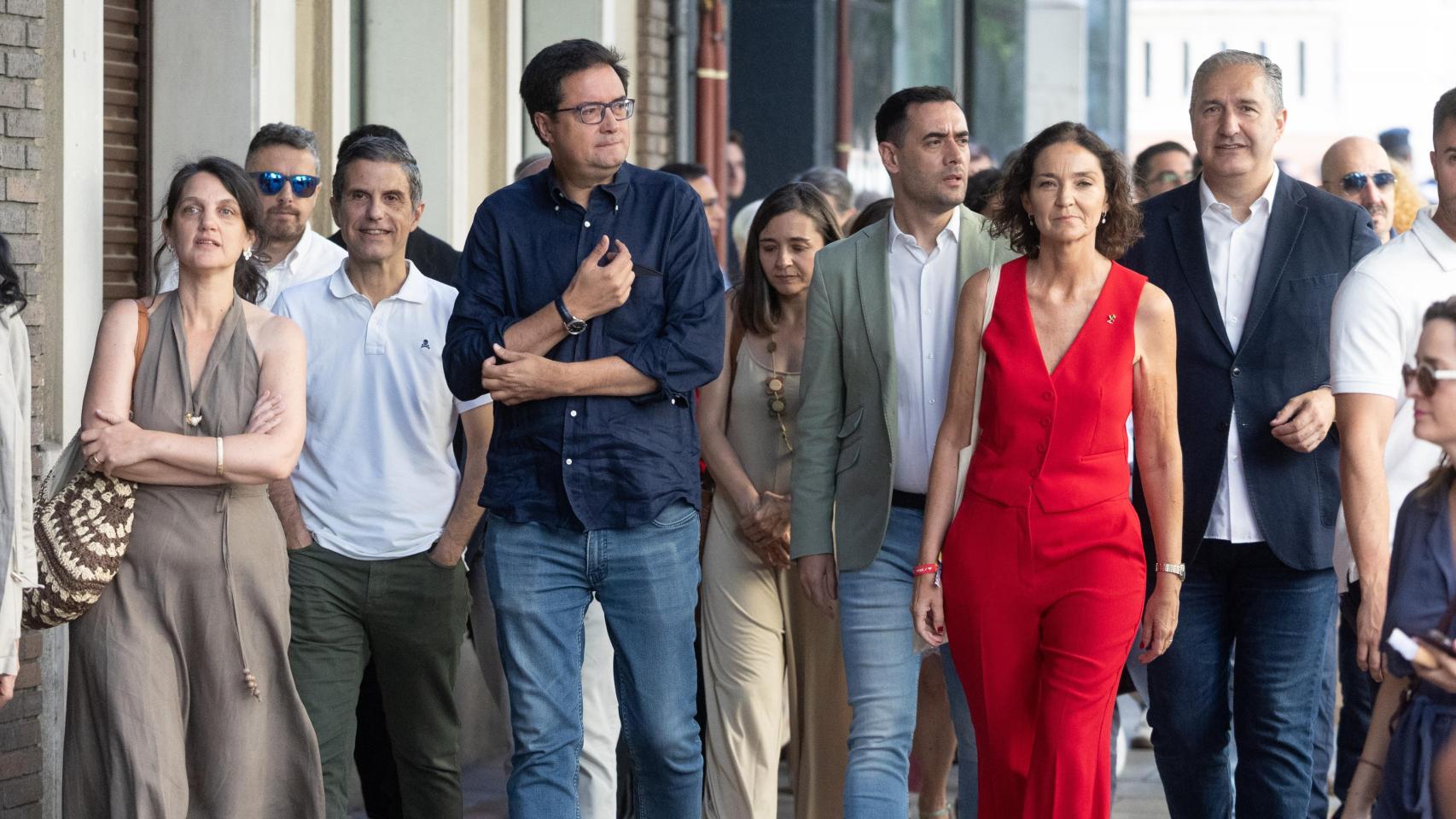 El secretario general del PSOE de Madrid, Óscar López, y la portavoz del PSOE en el Ayuntamiento de Madrid, Reyes Maroto.
