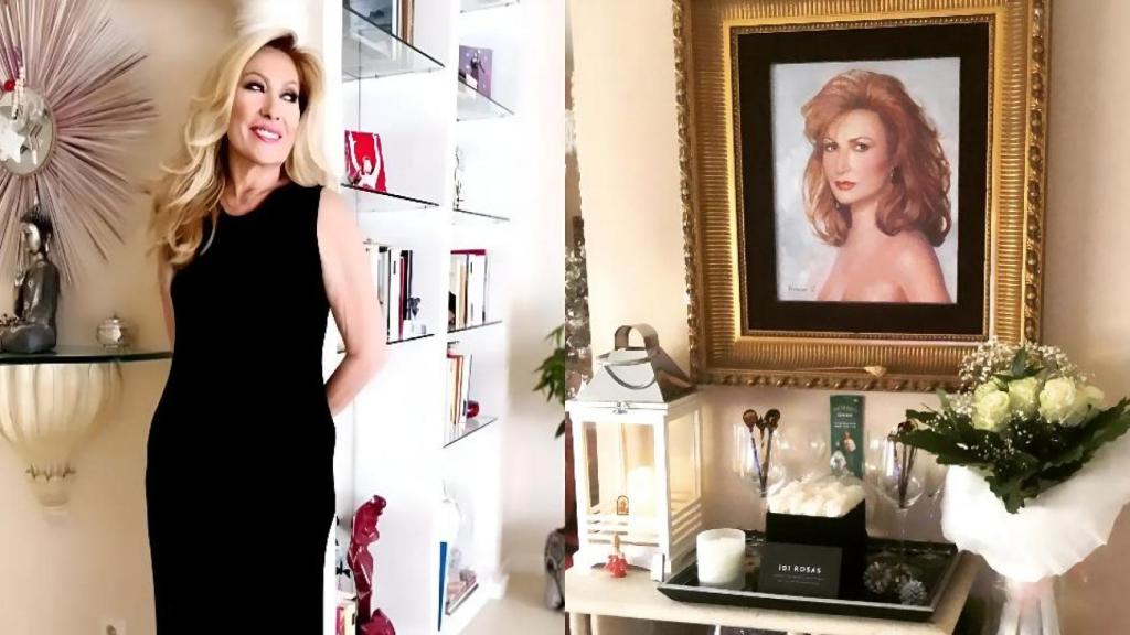 Rosa Benito y un cuadro de Rocío Jurado.