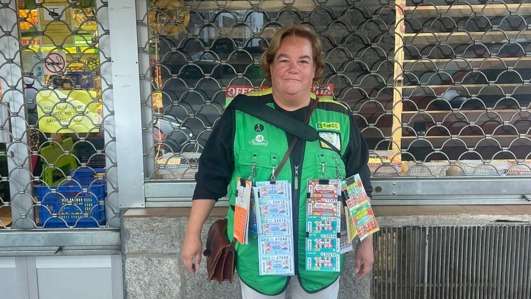 Belén Pellico Sáez, vendedora de la ONCE que ha dado el premio en Béjar