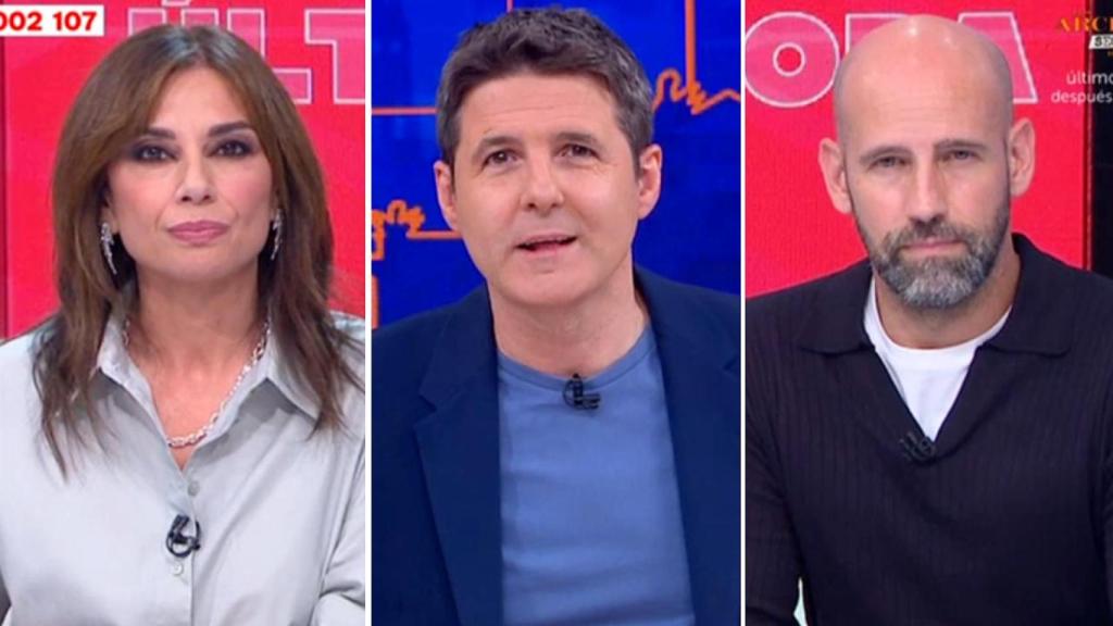 Marta Flich, Jesús Cintora y Gonzalo Miró, en un fotomontaje de BLUPER.