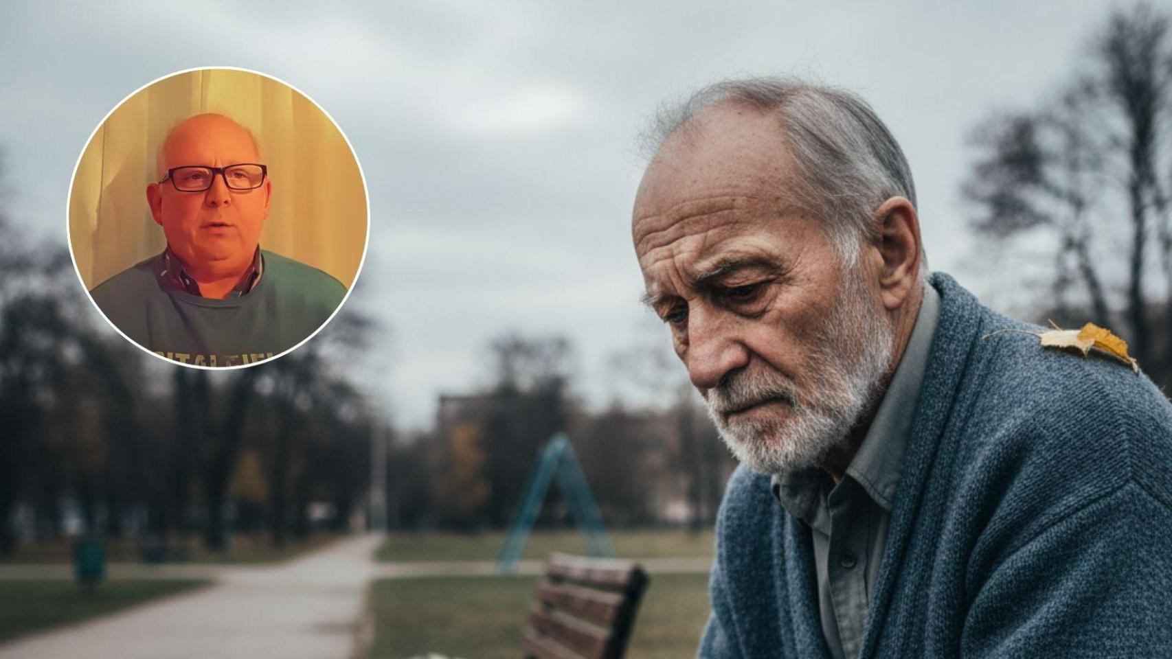 Miguel Ángel y un jubilado generado con IA.