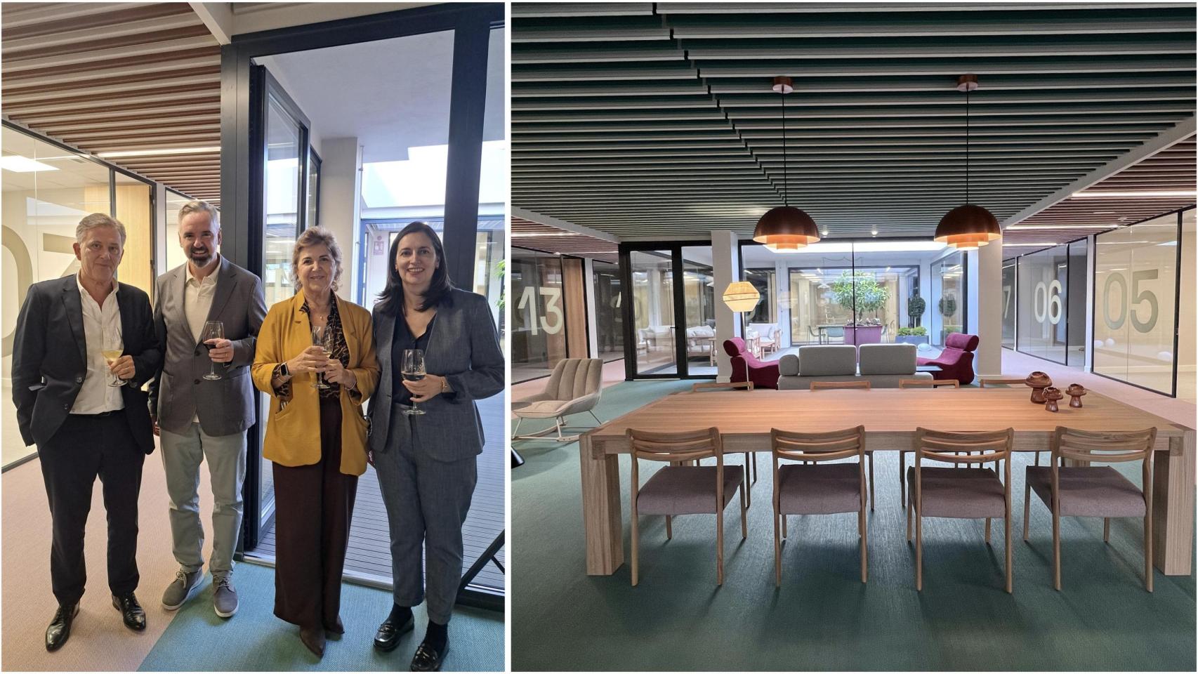 Don Norberto Penedo (Director del área de competitivad del IGAPE ) Óscar Logar y Áurea Rivela (fundadores de HQFlex) y María Touriñán (directora de PGT).