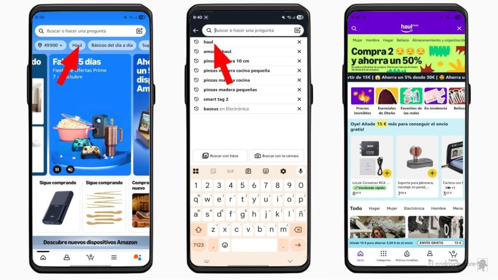 Haul en la app de Amazon