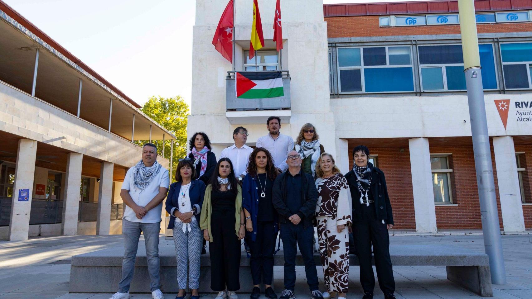 El Ayuntamiento de Rivas con la bandera de Palestina.