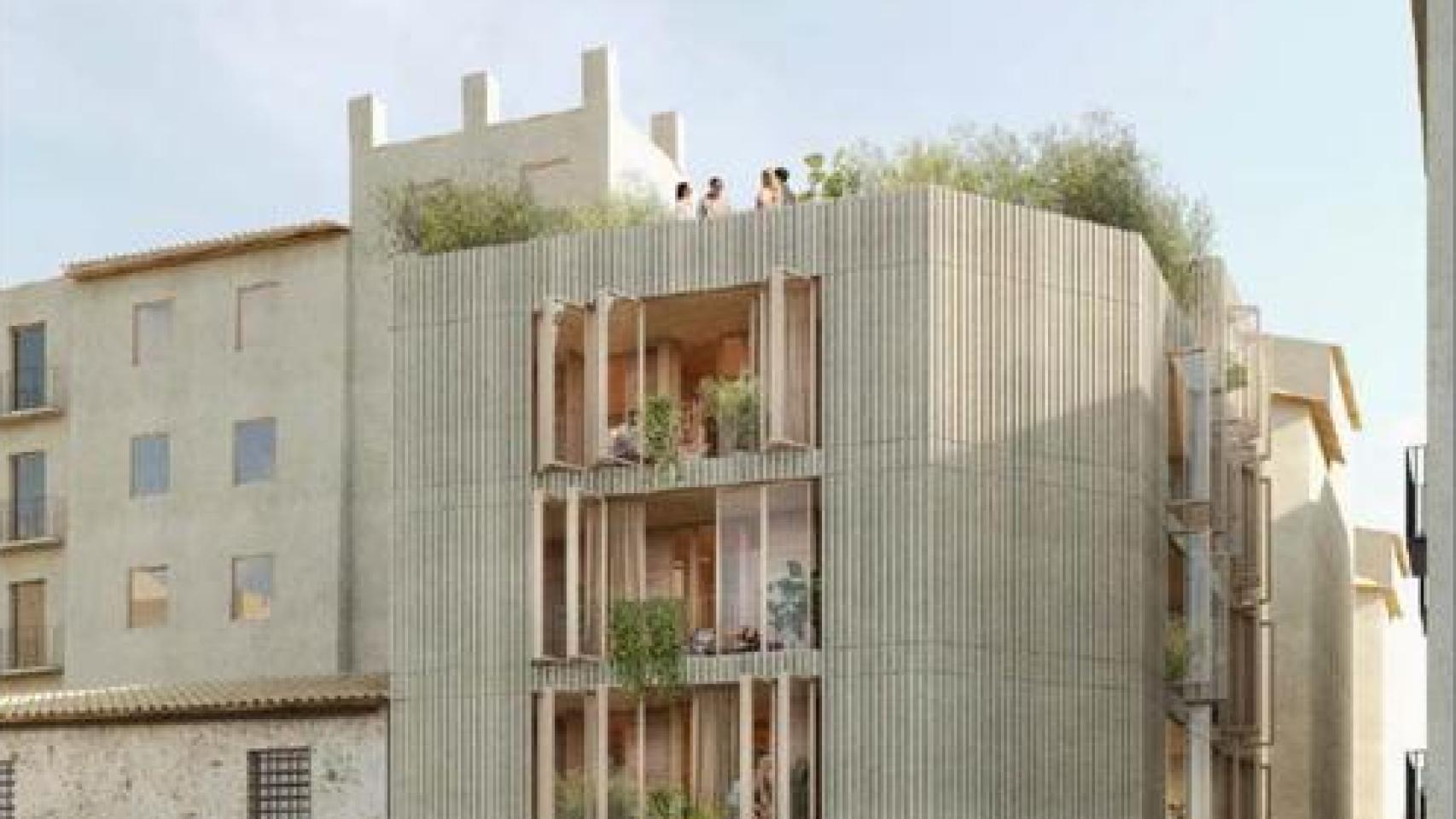 Recreación del edificio ecosostenible.