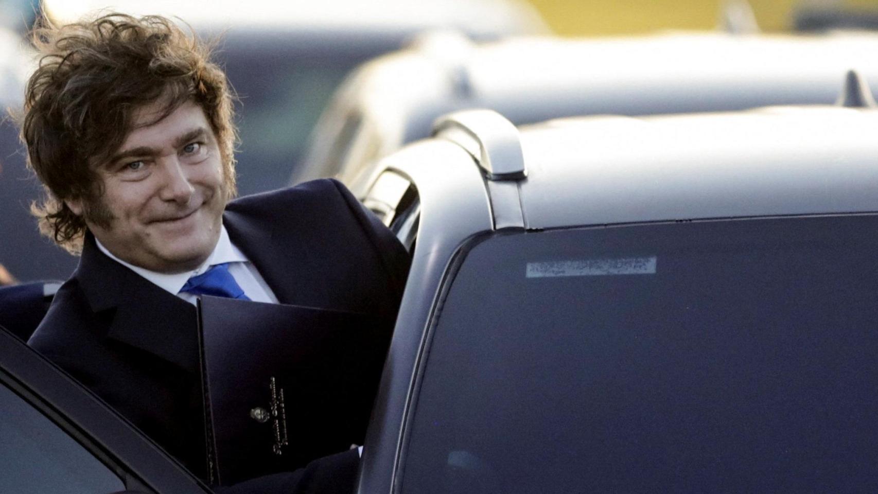 Milei a su salida de la prisión de Ezeiza donde ha presentado su propuesta de reforma del Código Penal.