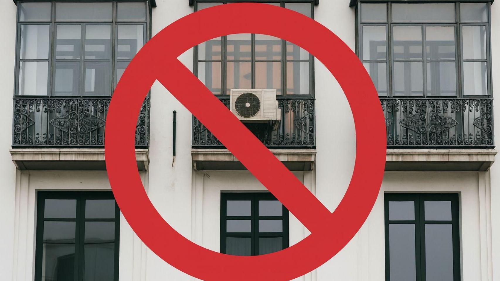 Prohibición de los aires acondicionados en las fachadas.