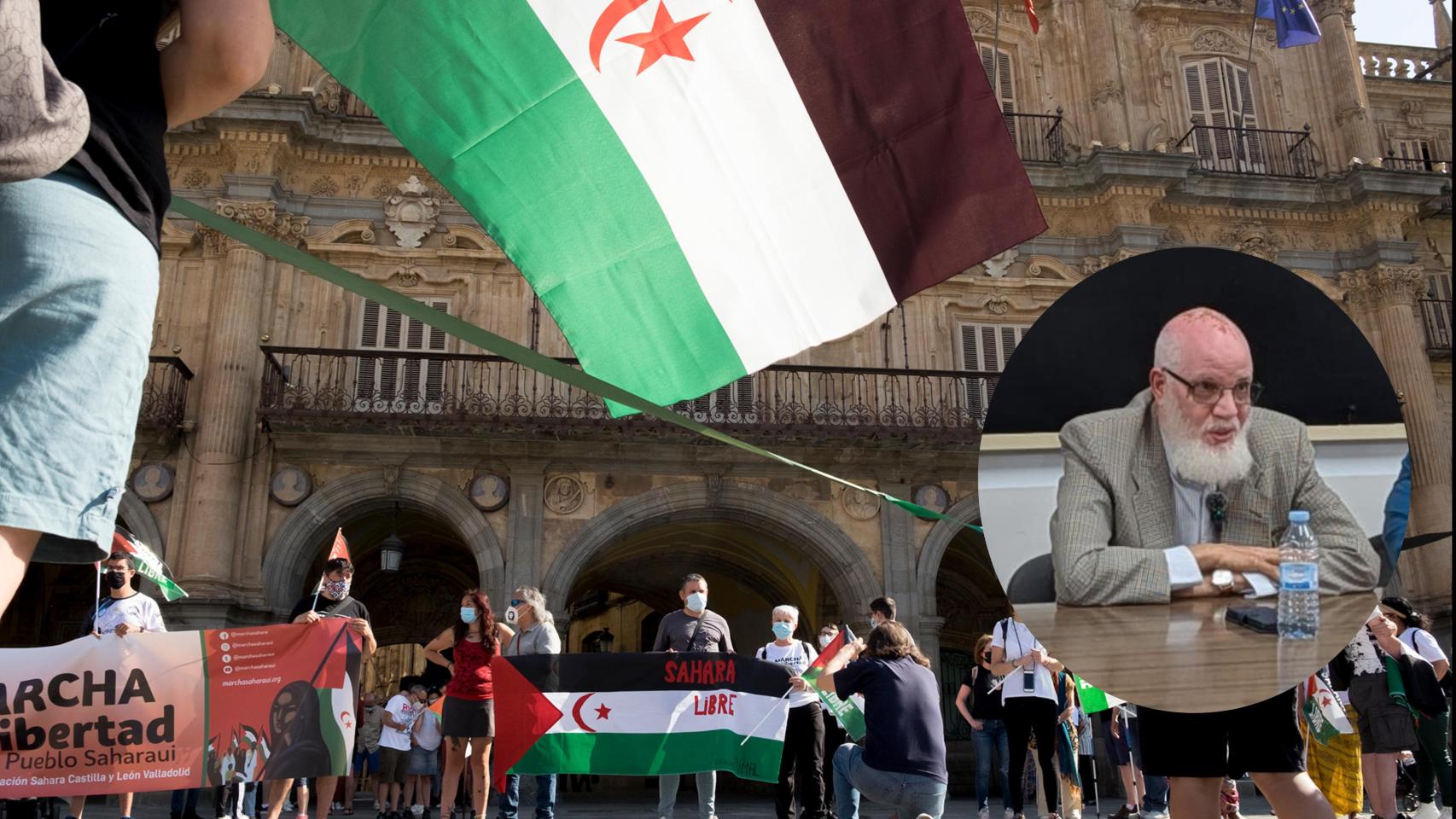 Abdalahe Hamad junto a una manifestación en Salamanca