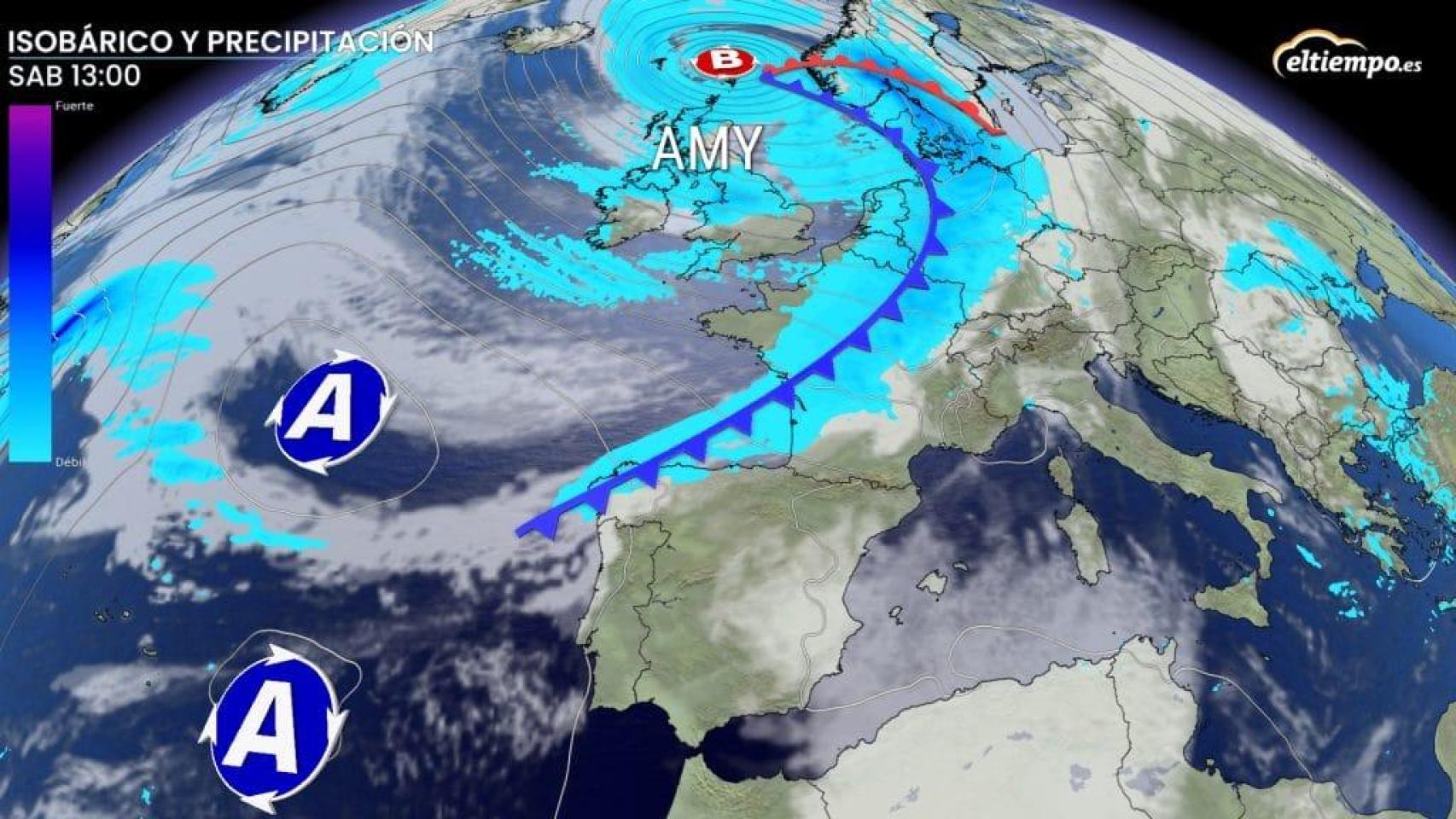 Llega la ciclogénesis Amy: Aemet avisa a estas zonas de España por lluvias y hasta 10 ºC menos en las próximas horas