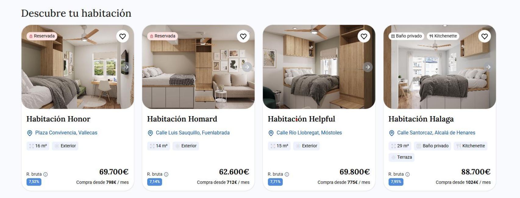 Vista de la web de habitacion.com.