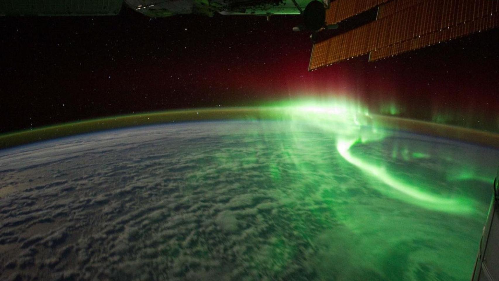 Aurora boreal vista desde la ISS. NASA.