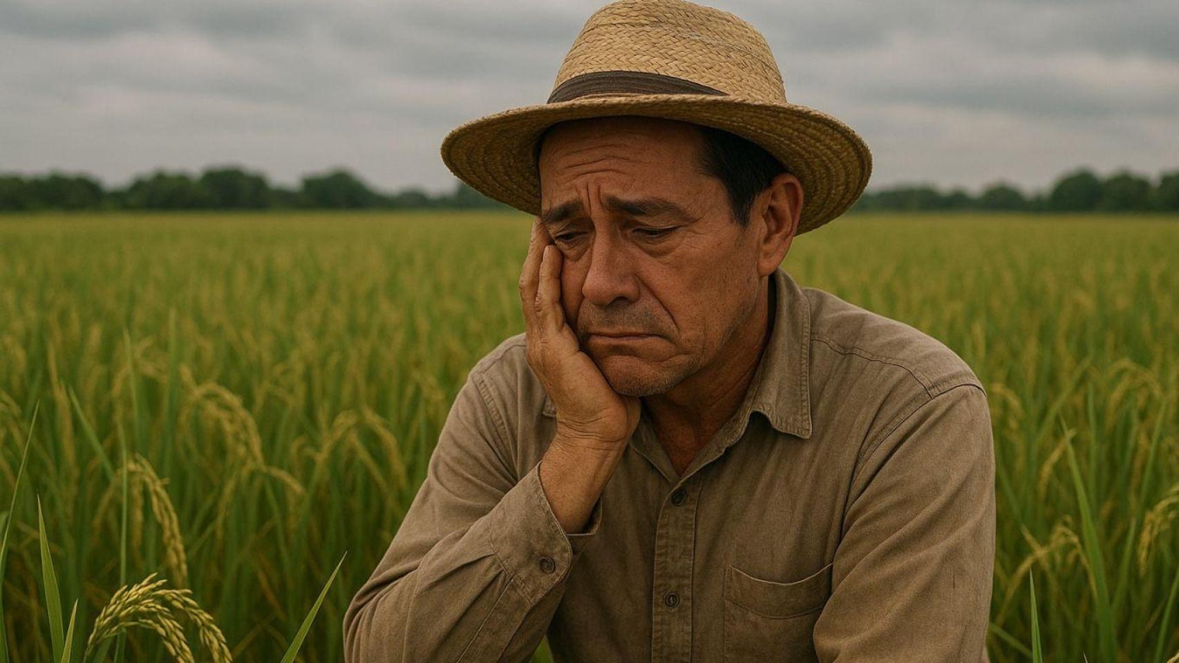Un agricultor trabajando en su cultivo