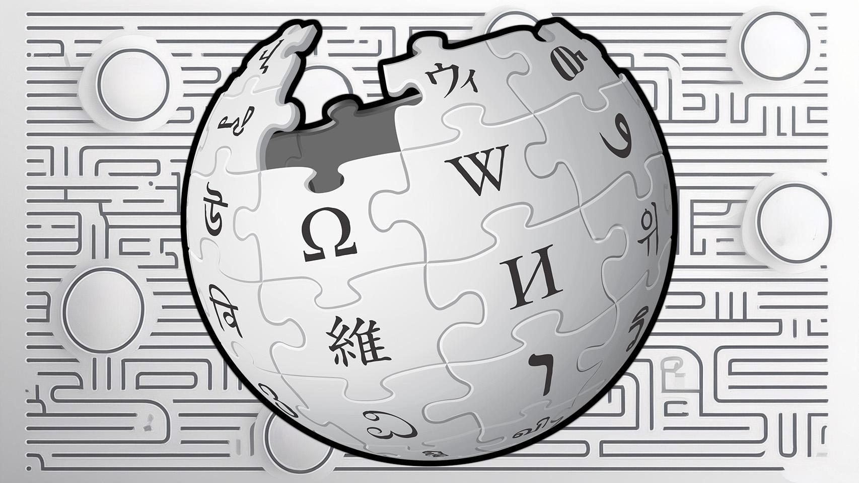Fotomontaje con el logo de Wikipedia.