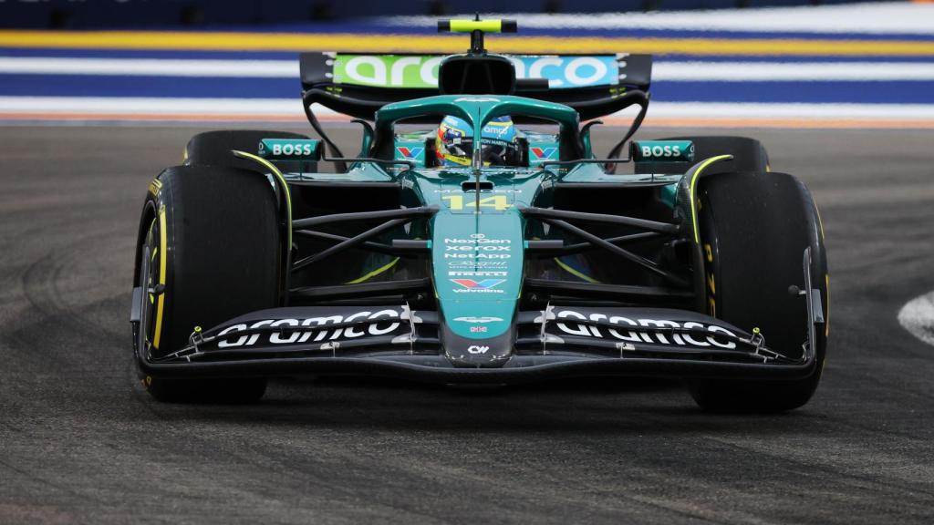 Fernando Alonso, durante la clasificación del GP de Singapur.