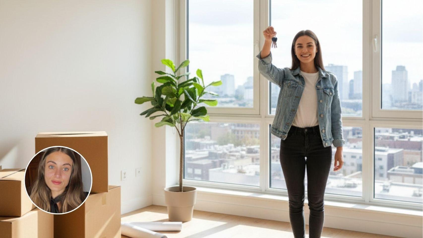 Irene Gil y una persona alquilando una vivienda generada con IA.