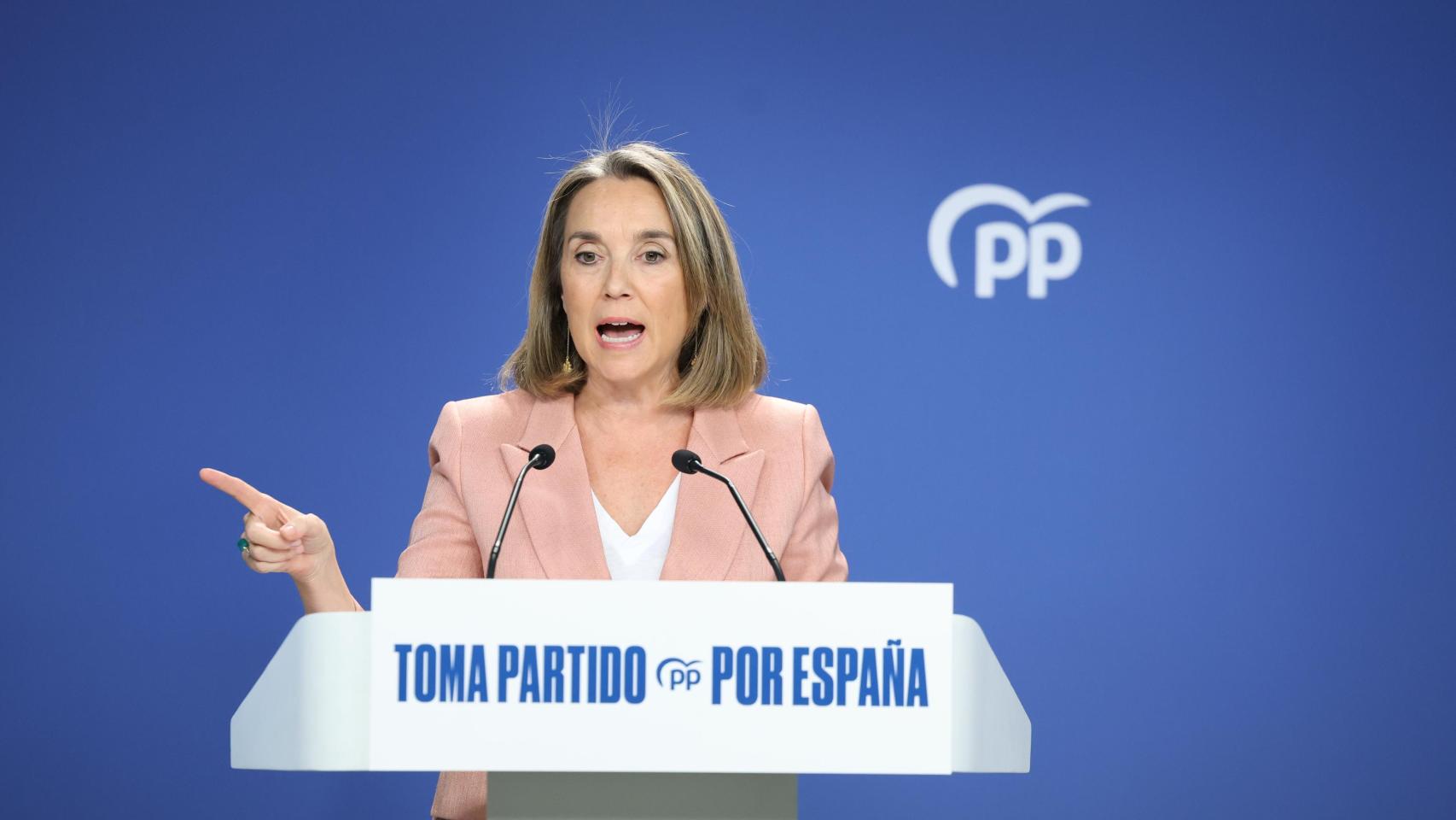 Cuca Gamarra, durante la rueda de prensa del pasado 6 de octubre en la sede del PP.