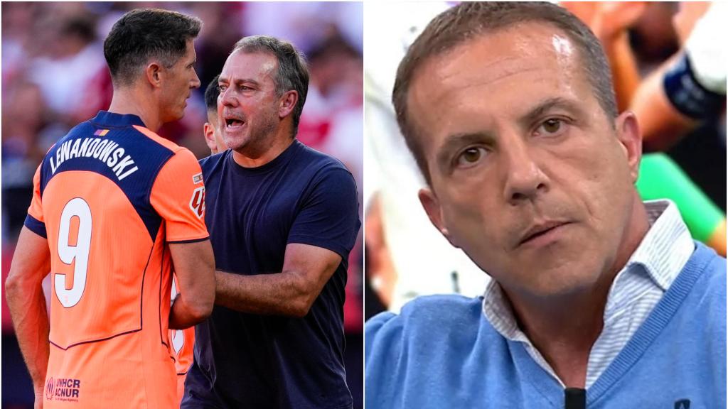 Montaje de Lewandowski, Hansi Flick y Cristóbal Soria