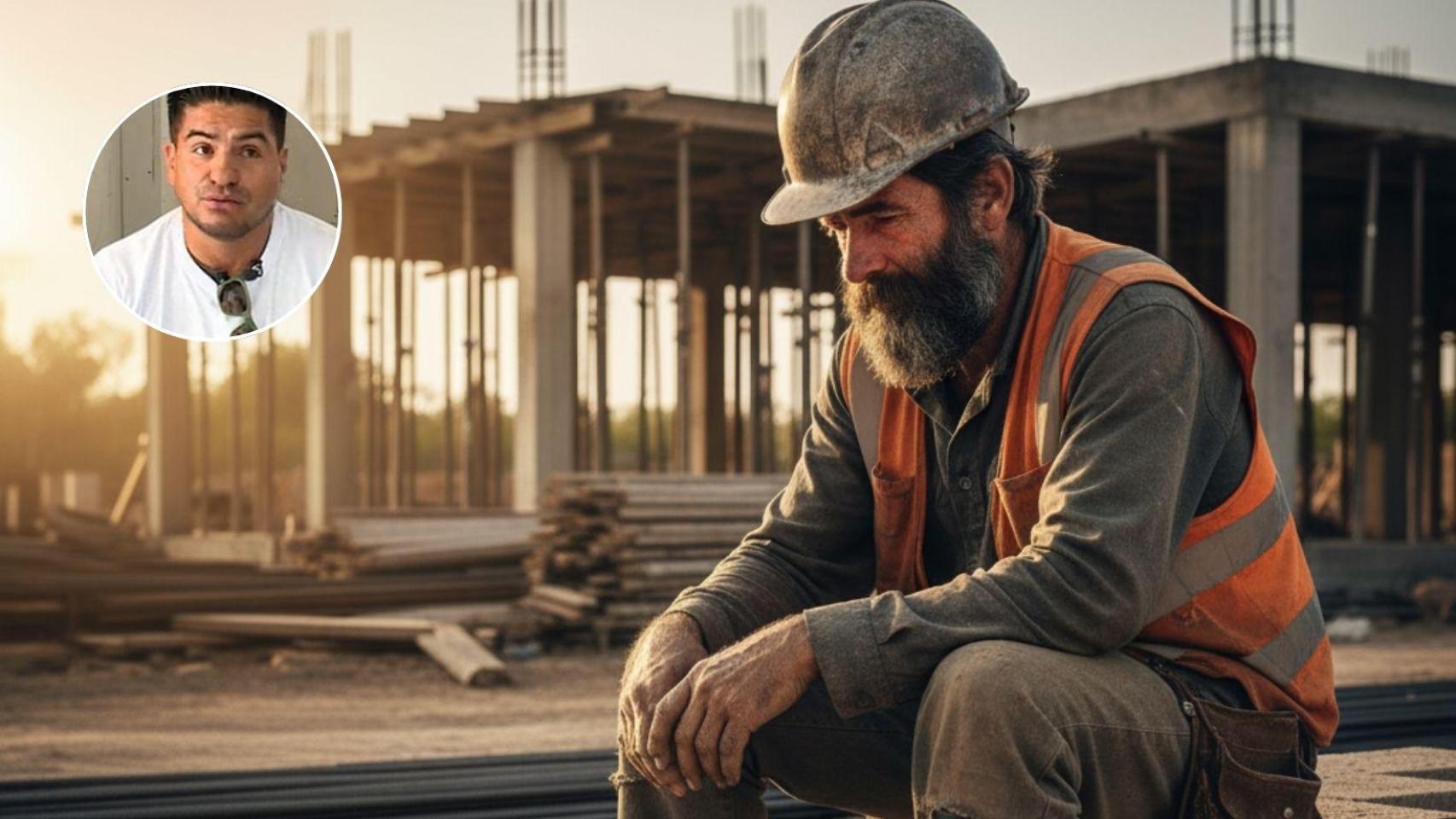 Andrés Alexander y un trabajador de la construcción generado con IA.