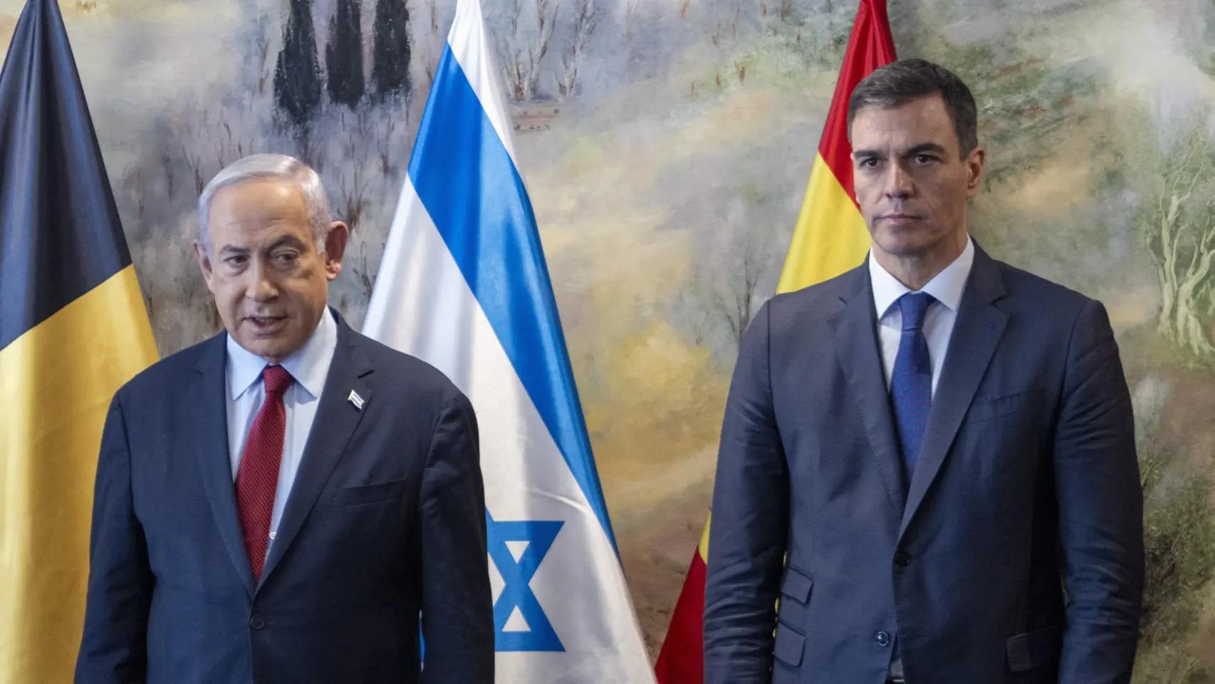 El presidente del Gobierno, Pedro Sánchez, y el primer ministro israelí, Benjamin Netanyahu, en la visita del español a Jerusalén, en noviembre de 2023.