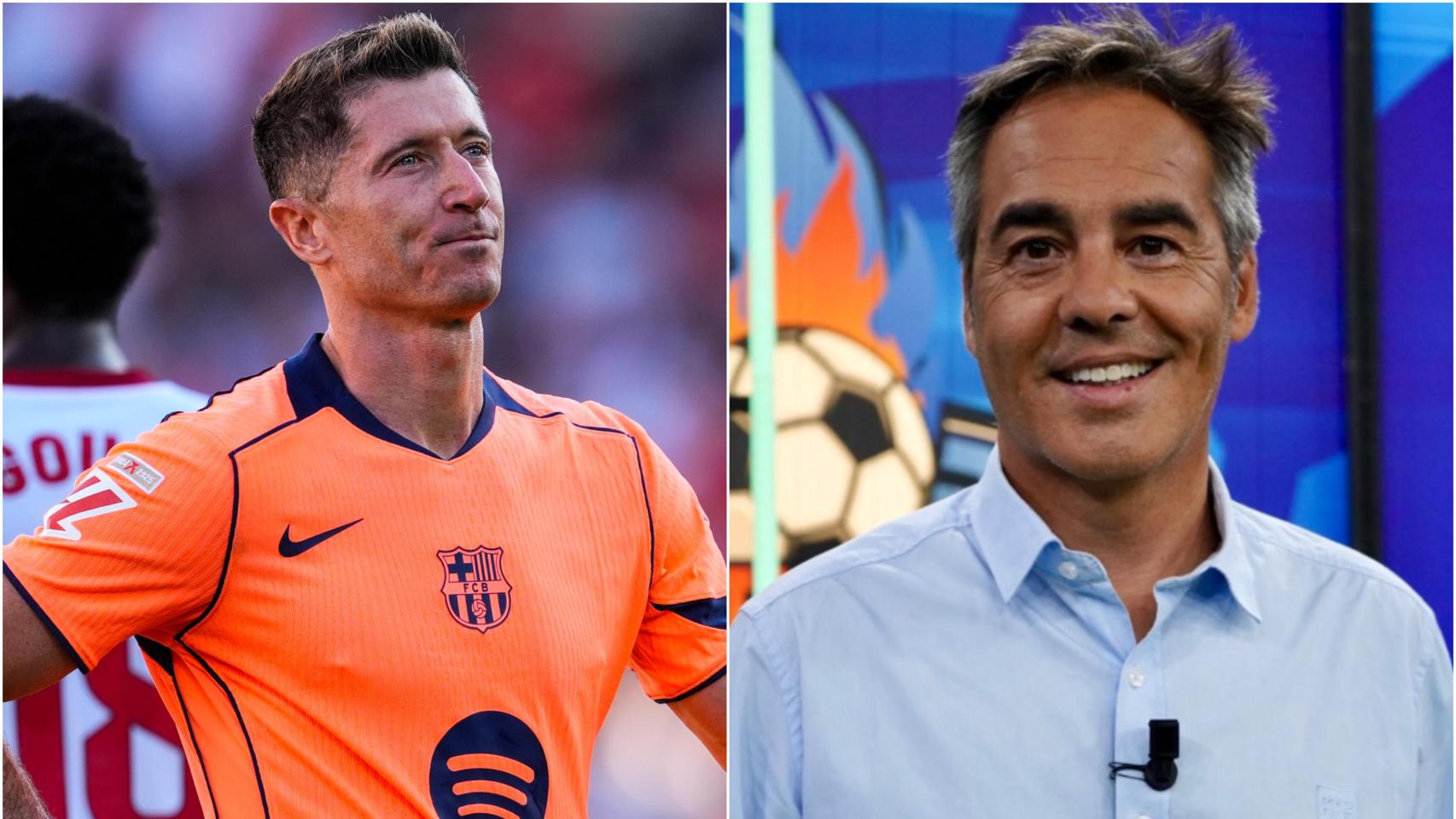 Montaje de Lewandowski junto a Marçal Lorente