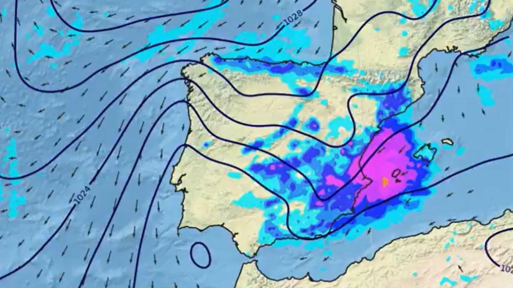 Mapa meteorológico de España.