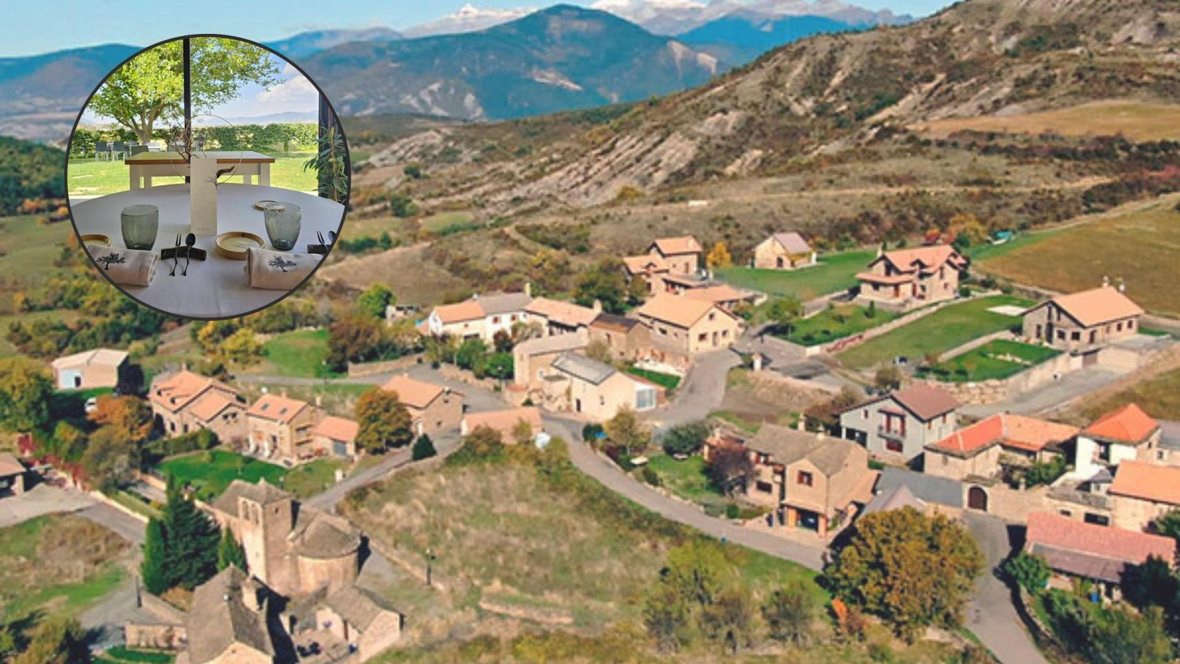 Vista panorámica de Sardas, el pueblo más pequeño del mundo con un Estrella Michelín