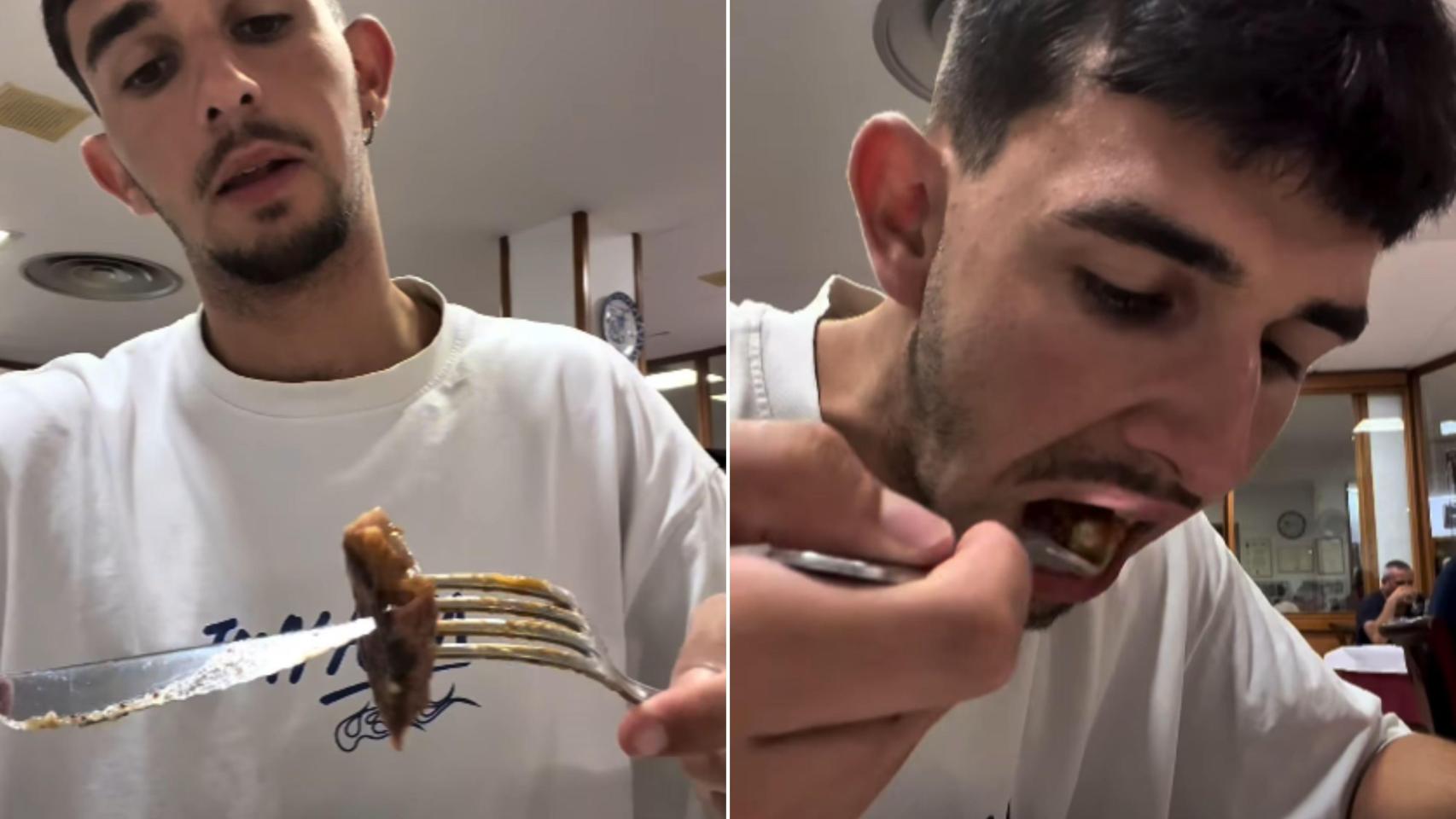 Gonzalo probando el menú de Rausan, en Alfajarín (Zaragoza)