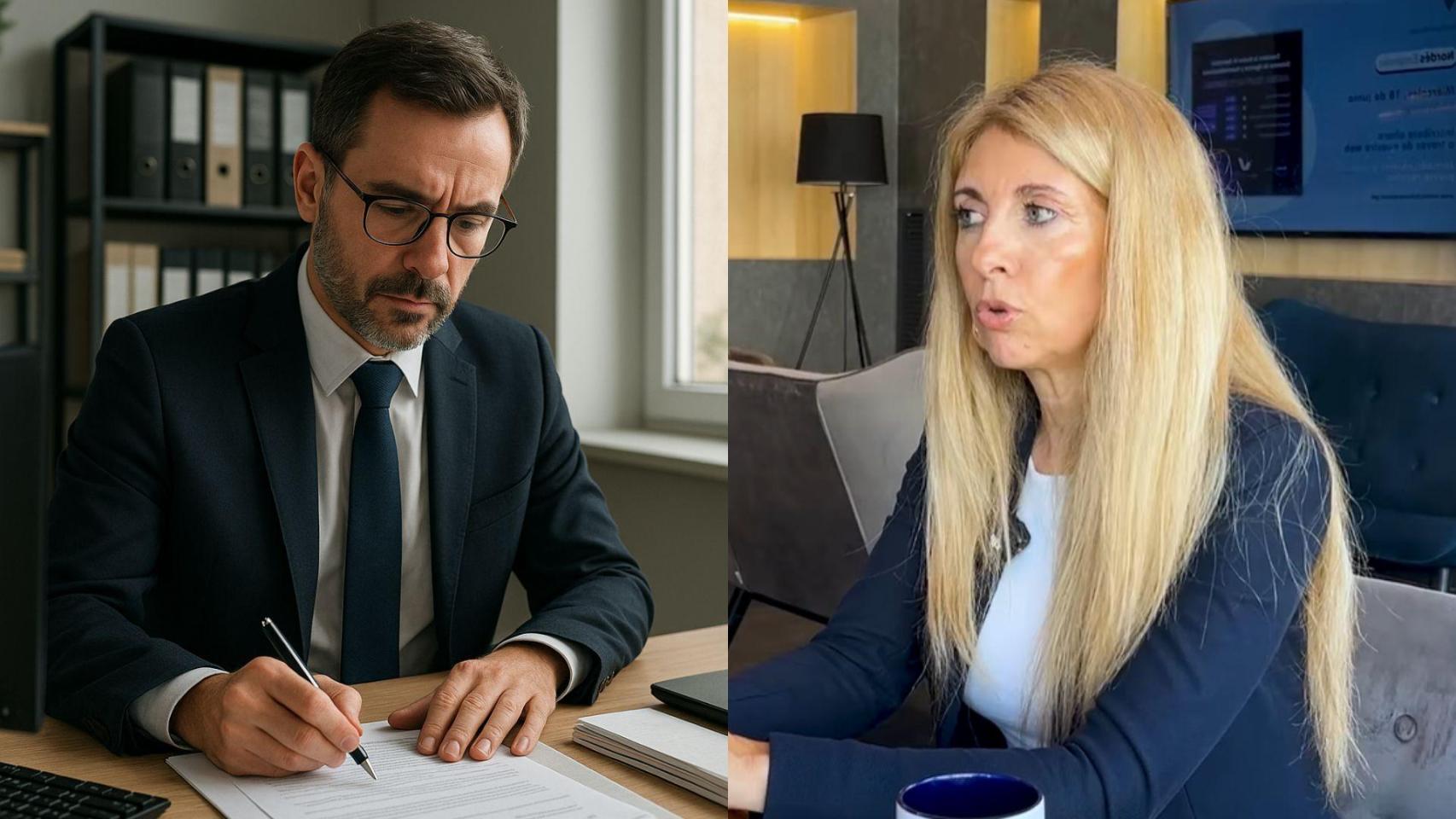 Imagen de un funcionario y de Inma Gómez.