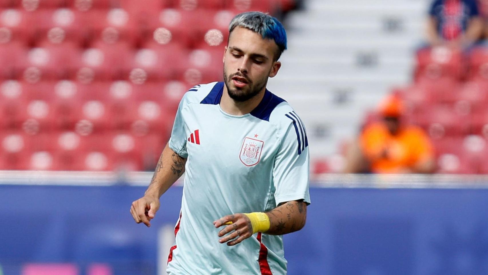 David Mella durante un entrenamiento con la Selección Española.