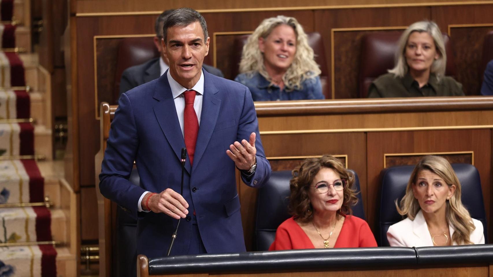 Pedro Sánchez este miércoles en la sesión de control al Gobierno.