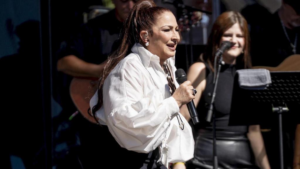 Gloria Estefan en el concierto de las Fiestas de la Hispanidad en Madrid.